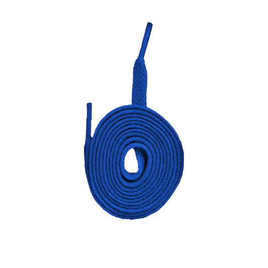 Blue Flat Shoe Laces  - 8mm Wide (Multiple Lengths)