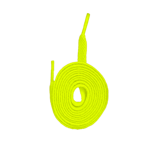 Fluorescent Yellow Flat Shoe Laces  - 8mm Wide (Multiple Lengths)