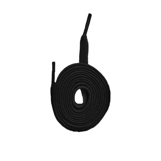 Black Flat Shoe Laces - 8mm Wide (Multiple Lengths) - Cherry Picked Kicks